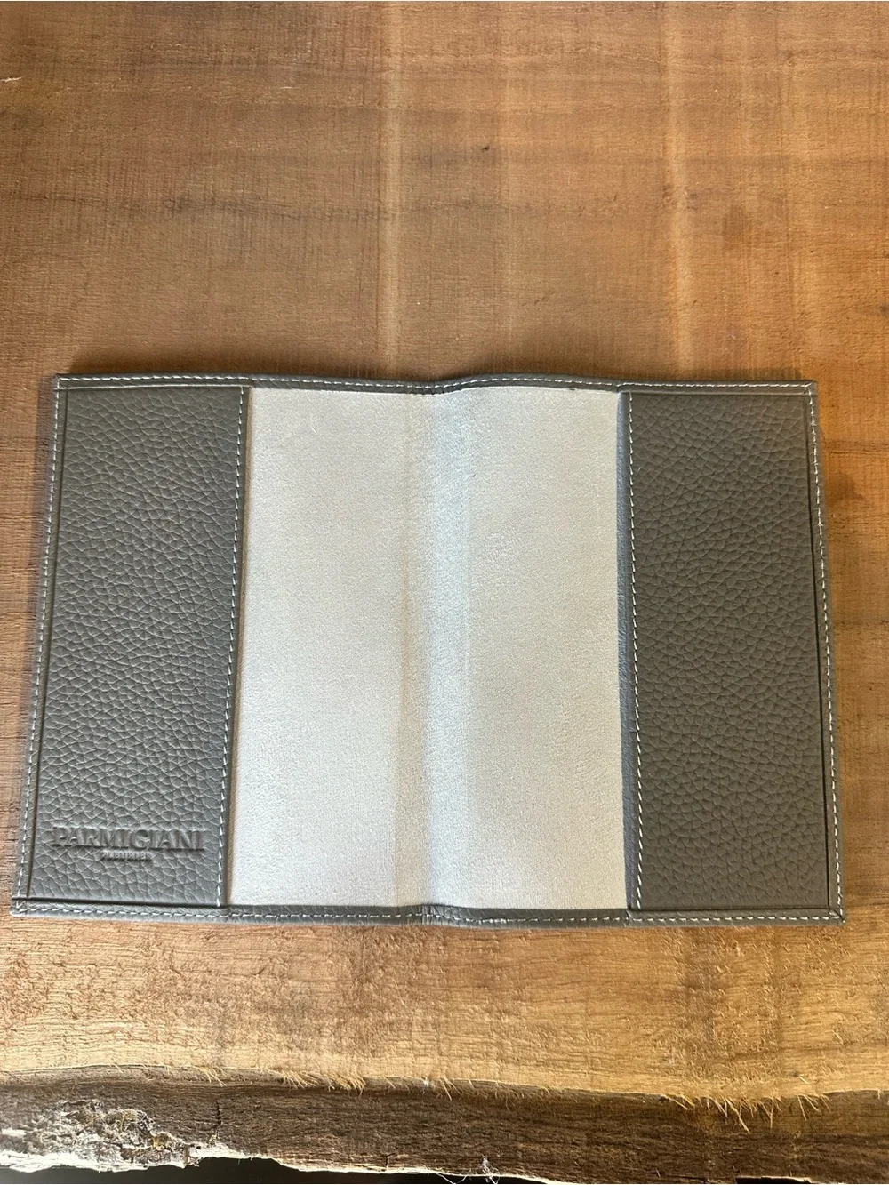 Parmigiani Fleurier Pebbled Leather Passport Holder Gray Swiss Luxury